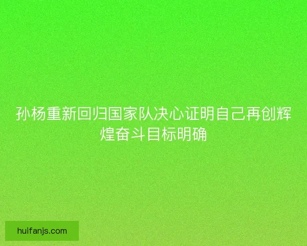 孙杨重新回归国家队决心证明自己再创辉煌奋斗目标明确