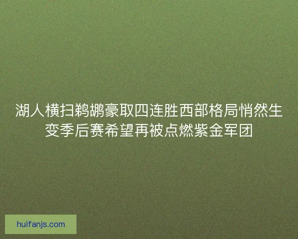 湖人横扫鹈鹕豪取四连胜西部格局悄然生变季后赛希望再被点燃紫金军团