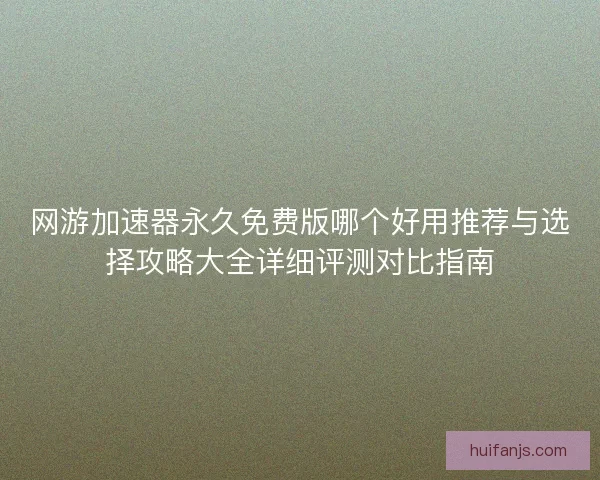 网游加速器永久免费版哪个好用推荐与选择攻略大全详细评测对比指南